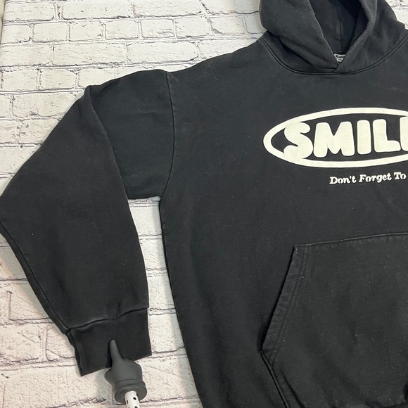 Don't Forget to Smile Heavy Fleece Hoodie Grunge Size XL - Picture 4 of 11